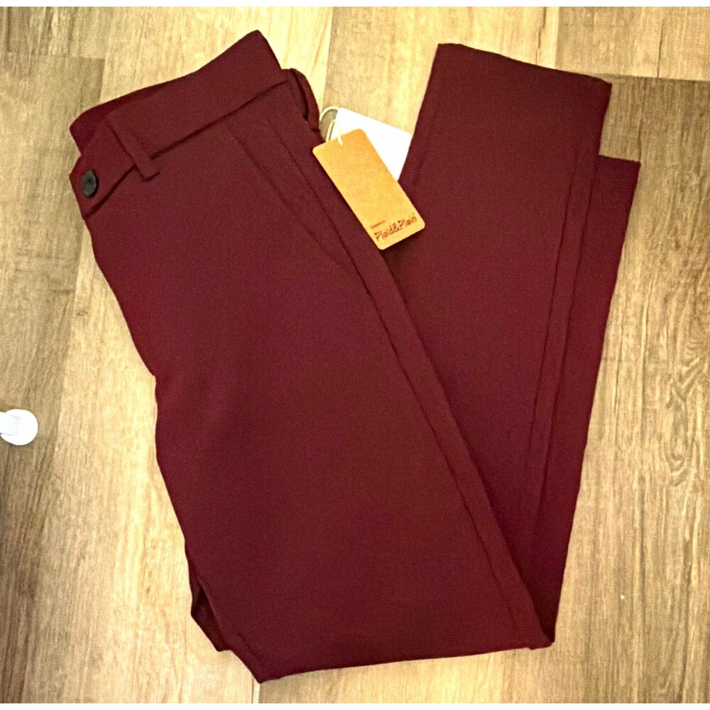 Women’s Plaid and Plain Burgundy Skinny Pants Stretch Knit  Size Medium NWT A10